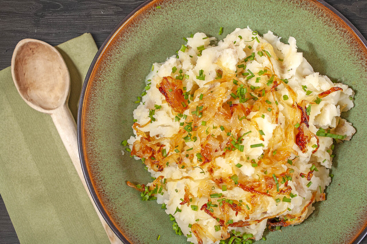 Mashed Potatoes with Caramelized Onions Jill Skeem